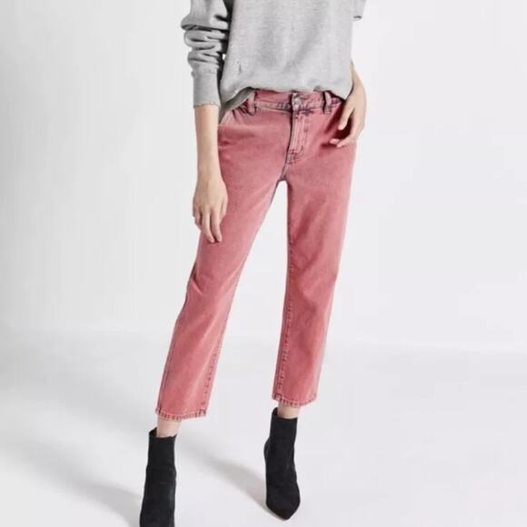 Current/Elliot The Confidant Straight Leg Cropped Jeans in Pink Size 25 - Picture 1 of 6
